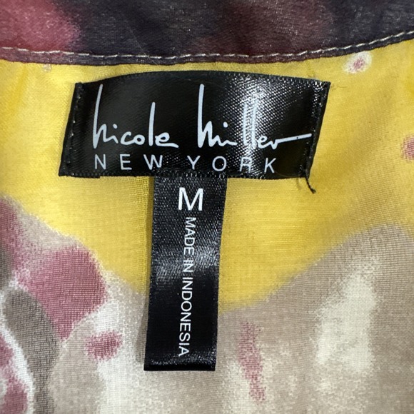 Nicole Miller 3/4 Sleeve Watercolor Blouse Flowy Medium - Picture 5 of 15